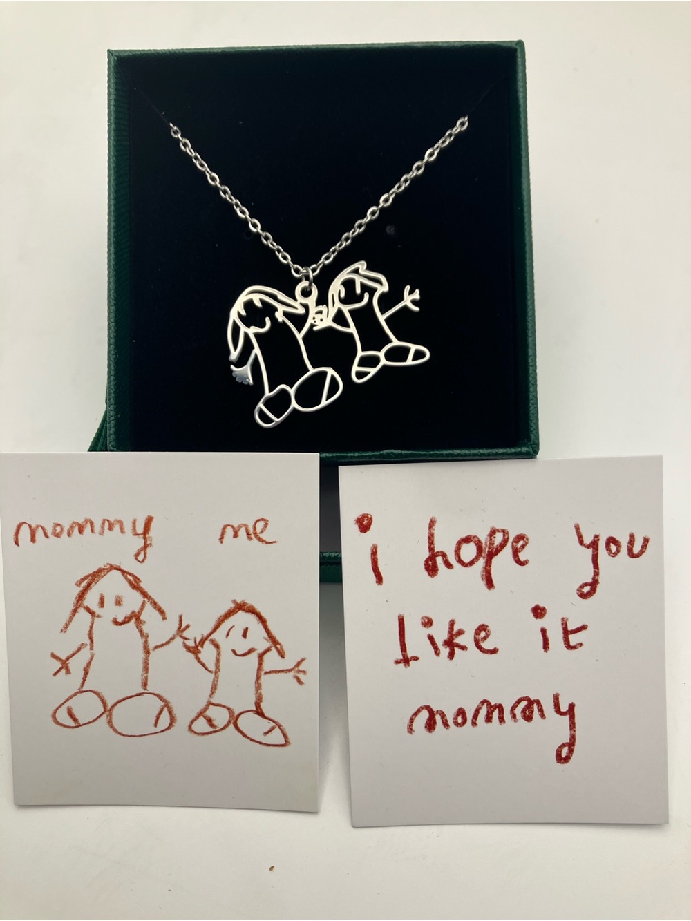 Free Silver Mother and Child Outline Necklace - Sterling Look